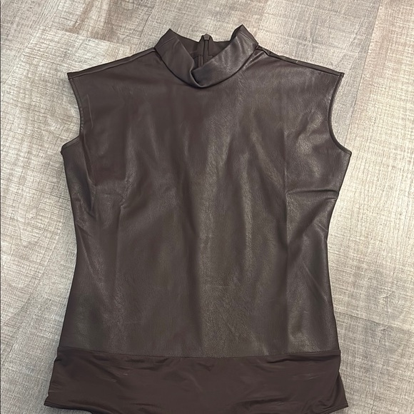 Spanx Leather-Like Mock Neck Bodysuit - Picture 2 of 5